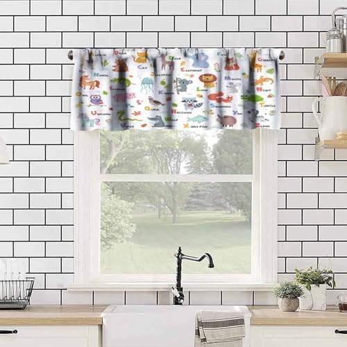 Alphabet Valances Curtain Fruits Berries Animals Letters Pattern Window - Image 4