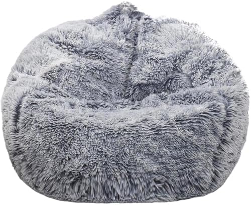 Fluffy Stuffed Animal Storage Bean Bag Chair Cover, Faux Fur Comfy Bean Bag by Unknown