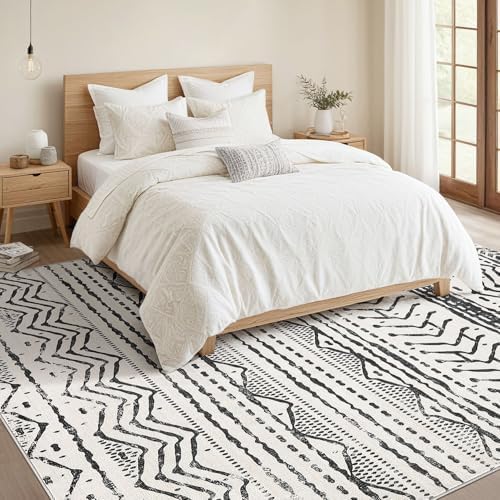 Nakagishi Black Rug Living Room Rugs: 9x12 Machine Washable Boho Large Neutral - Image 5