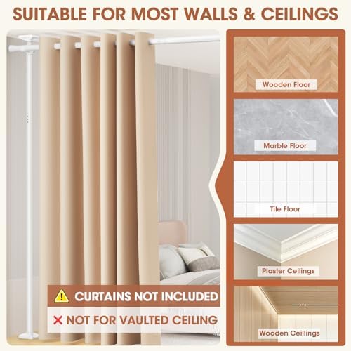 SUNALLY Room Divider Curtain Rod 4-10ft 28-70in Room Separator - Image 4