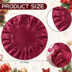 FoldTier Burgundy Ruffled Placemats Round Satin Tablemat 15.7 Inch Set of 6 - Image 2