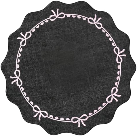 GarveeHome 6ft Round Rugs Washable Scalloped Bow Rug - Image 4