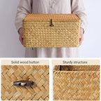 Nonam Large Wicker Basket with Lid, Seagrass Shelf Storage Basket - Image 2