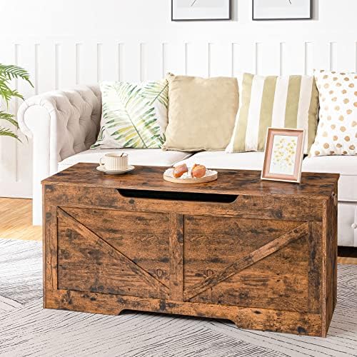 HOOBRO Storage Bench, 43.3” Retro Wooden Storage Chest - Image 4