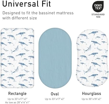 Muslin Bassinet Sheets 2 Pack, Universal Cotton Fitted Baby Mattress Sheet - Image 4