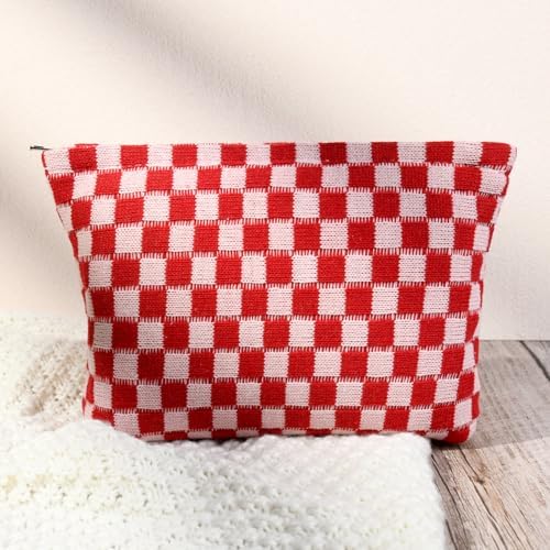SOIDRAM 2 Pcs Checkered Makeup Bag Large Cosmetic Bag Toiletry Bag Makeup Pouch - Image 5