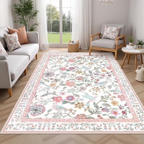 Rugalia Floral Washable 6x9 Area Rugs - Image 5