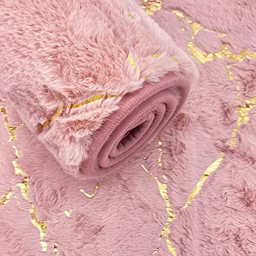 Set of 2 Marble Bathroom Rugs Nonslip Pink Bathroom Mats Ultra Soft Washable - Image 3