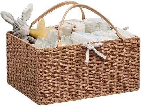 Angelhood Baby Diaper Caddy Organizer, Paper Rope Storage Baskets by Angelhood