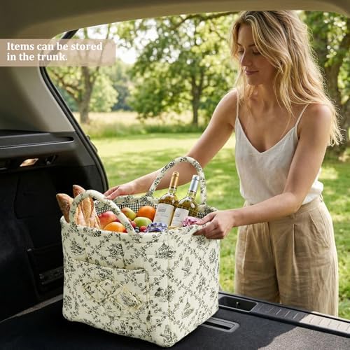 Floral Fabric Storage Basket Car Interior Storage Basket Underwear Sundries - Image 2