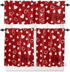 Vandarllin Red Valentine's Day Kitchen Curtains and Valances Set, Valentines by VandarllinHomeKitchenDecor