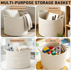 115L Extra Large Woven Cotton Rope Blanket Basket-White - Image 6