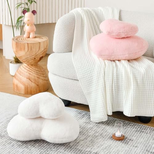 XVTRU Ivory Heart Pillows, Cute Heart Decorative Pillow, Heart Shaped Throw - Image 5