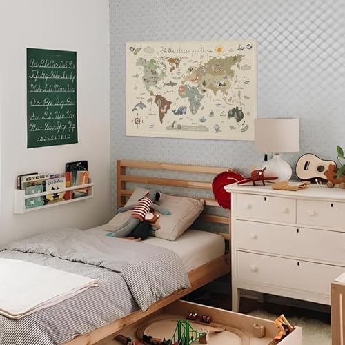 Wheatwin Playroom Decor, World Map Banner - Image 4