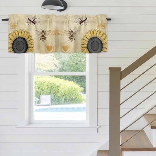 Vandarllin Vintage Sunflower Bee Valance Curtains - Image 3
