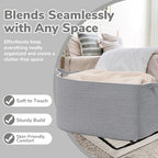 Goodpick 85L Large Woven Blanket Basket 23.6" x 15.7" x 13.8" Cotton Rope - Image 5