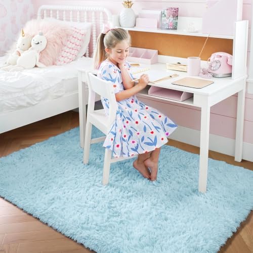 Amdrebio Light Blue Fluffy Big Rug 6x9 - Image 6