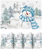 Artoid Mode Blue Christmas Vinyl Placemats Set of 4, Let it Snow Washable Heat by ArtoidMode