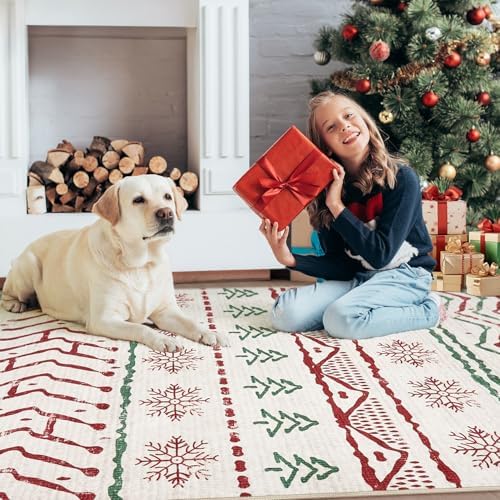 Nakagishi 3x5 Christmas Area Rug: Washable Boho Neutral Modern Soft Stain - Image 7
