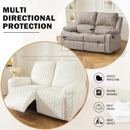 vctops 6 Pieces Geometric Jacquard Plush Recliner Loveseat Slipcovers Soft - Image 6