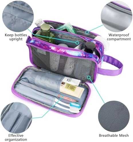Galaxy-Purple Travel Toiletry Bag, Waterproof Hanging Wash Bag Toiletries - Image 3