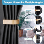Kigley 4 Pcs Curtain Tiebacks Wood Holdbacks Wooden Curtain Hooks U Shaped - Image 4