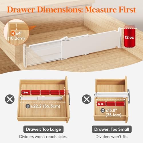 Lifewit 5 Pack 4" High Drawer Dividers, Adjustable Drawer Organizer Clothes - Image 6