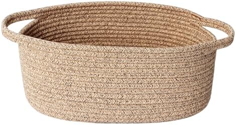 Small Brown Woven Basket, Cotton Rope Kid Dog Cat Toy Bin Box, Cute Oval Baby by Unknown