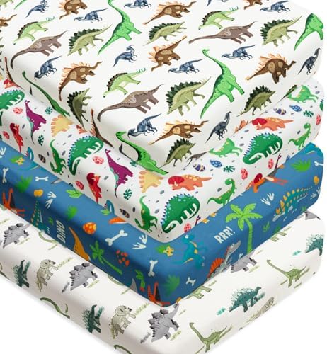 4 Pack Baby Boy Crib Sheets Set Soft Fitted Baby Boy Mattress Covers by FIGEPO