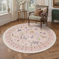 BESBLEE 5FT Round Rug for Bedroom, Washable Animal Non Slip by BESBLEE