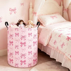 QUEENLALA Foldable Waterproof Round Fabric Laundry Basket Home - Image 7