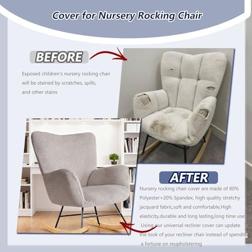 Nursery Rocking Chair Cover, 1 Piece Glider Chairs Cover Slipcovers, Soft - Image 4