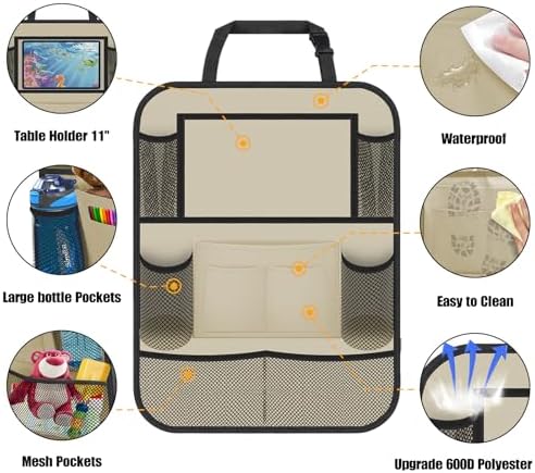 Backseat Car Organizer w/ 10 Storage Pockets 11" Tablet Holder - Image 2