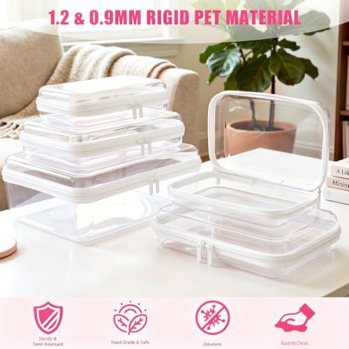5 Pack Large Clear Hard Shell Zipper Case, Diaper Bag Organizer Pouches - Image 4