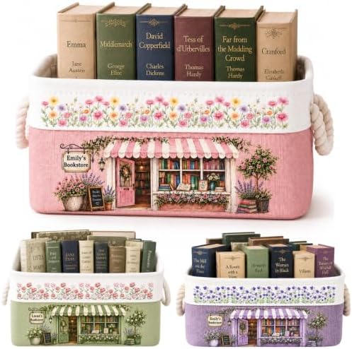 Custom Book Storage Basket, Personalized Little Corner Bookshop Organizer by LASFOUR