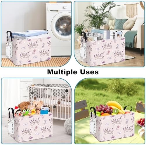 Rectangular Princess Castle Fabric Storage Basket - Image 6