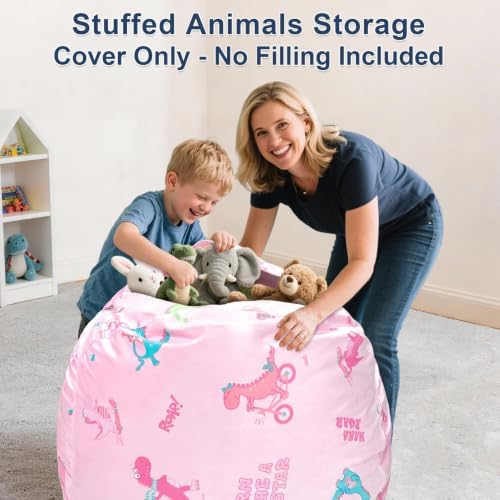 Lukeight Dinosaur Stuffed Animal Storage Bean Bag Chair Cover - Image 4