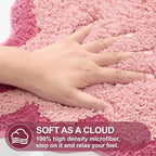 ORTIGIA Cute Pink Scalloped Bath Mat, Fun Plush Microfiber Scallop Bathroom - Image 4