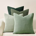 Topfinel Corduroy Throw Pillow Covers Pack of 2 LightGreen 22"x22" No Insert by Topfinel