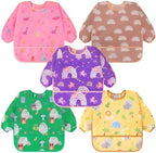 Accmor 5 Pack Long Sleeve Bibs, Baby Smock Waterproof Sleeved Bib Smock by Accmor
