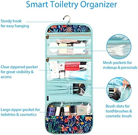 FINTIE Portable Toiletry Cosmetic Travel Bag Hanging Makeup Organizer - Image 2