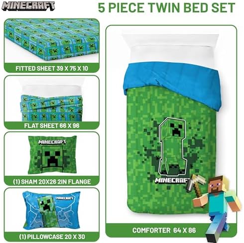Jay Franco Minecraft Creeper Twin Comforter Set - Image 3