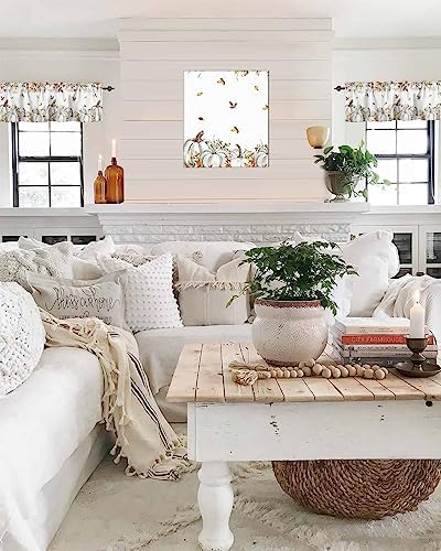Vandarllin Fall Floral Leaves Kitchen Curtains Valances - Image 5