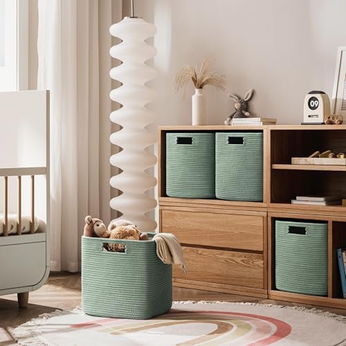 UBBCARE Set of 4 Storage Basket-13 X 13 X 13 In, Cotton Rope Basket - Image 5