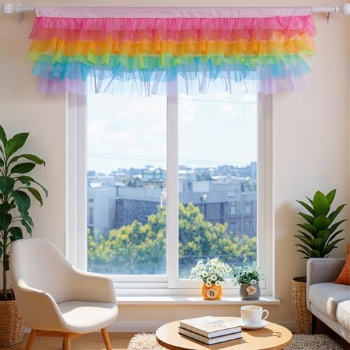 Besutolife Rainbow Valance Curtains Girls Valances - Image 6