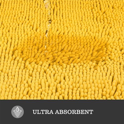 Yeaban Chenille Yellow Bathroom Rug 40"x60", Non-Slip Rubber Backing - Image 5