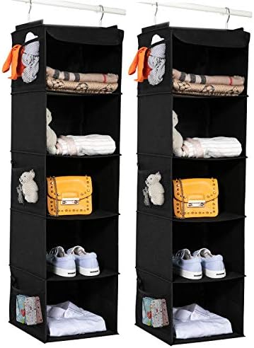 BrilliantJo 2 Pack Hanging Closet Organizer, 5 Shelves Hanging Storage by BrilliantJo