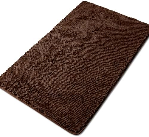 Yeaban Chenille Brown Bathroom Rug 30"x50", Non-Slip Rubber Backing by Yeaban