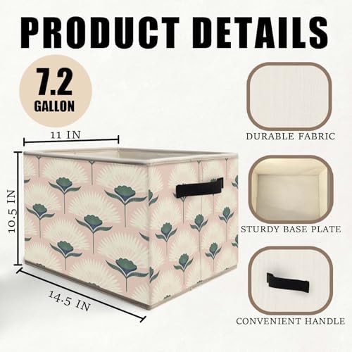 Retro Pink Floral Storage Bins Basket, Mid Century Modern Art Nouveau - Image 6