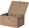 Nonam Large Wicker Basket with Lid, Seagrass Shelf Storage Basket by Home